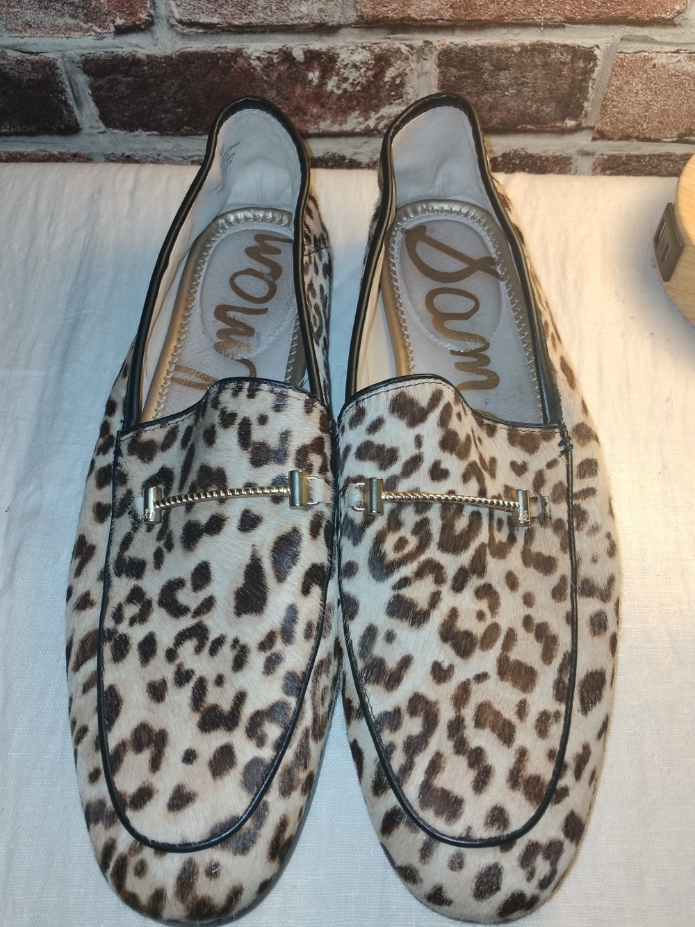 Sam Edelman Leopard Print Calf Hair Loafers - Tan/Brown